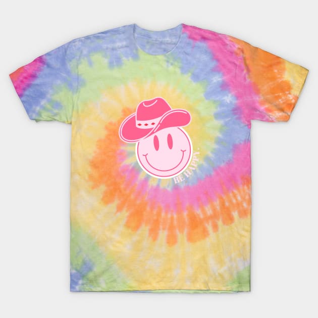 Preppy Pink Smiley Cowgirl T-Shirt by Three Little Birds